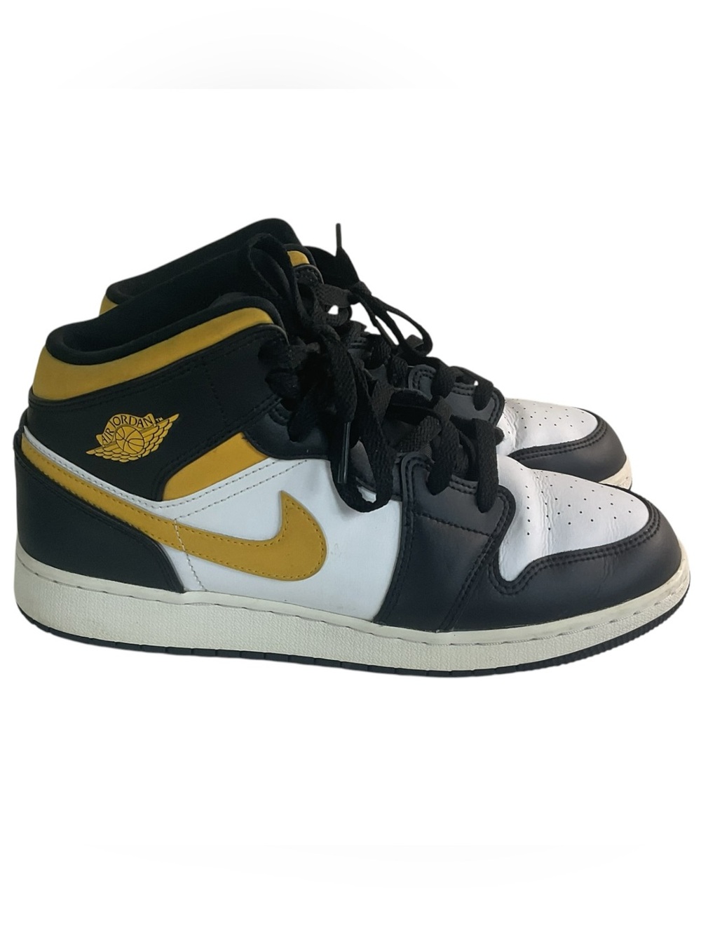 Nike Air Jordan 1 Mid GS White Pollen Black 554725-177 Size 7Y Women’s 8.5